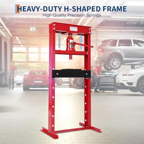 20 T Hydraulic Shop Press, Hydraulic Press H-Frame Garage with Movable Plates, Shop Press Adjustable Working Table Height, for Car Repair and Garage, Blue — view 3
