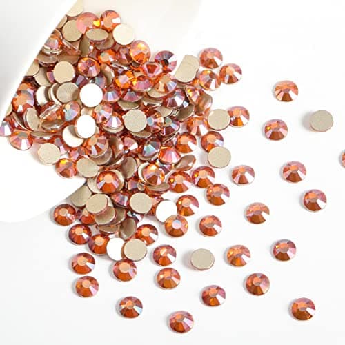 Beadsland 1440 Pieces Flat Back Crystal Rhinestones Round Gems,Amber,SS3,1.2-1.4mm — view 3