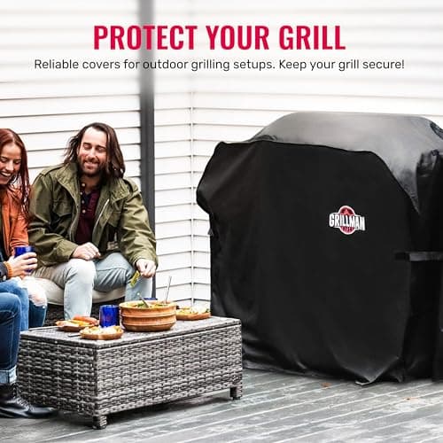 Grillman Heavy-Duty BBQ Cover, Gas Grill Cover for Weber Spirit, Weber Genesis, Char Broil, Nexgrill. Rip-Proof, Waterproof (58 x 24x 48 inches, Black) BBQ Covers