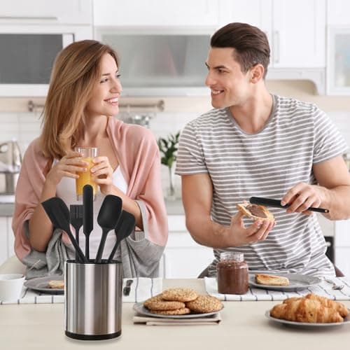Silicone Spatula Set 6 Pack Food Grade Kitchen Utensils with Silicone Brush Heat Resistant BPA-Free Rubber Kitchen Spatula for Scraping,Baking,Cook,Mixing,Pancake,Jar,Dishwasher Safe,Nonstick,Black — view 5
