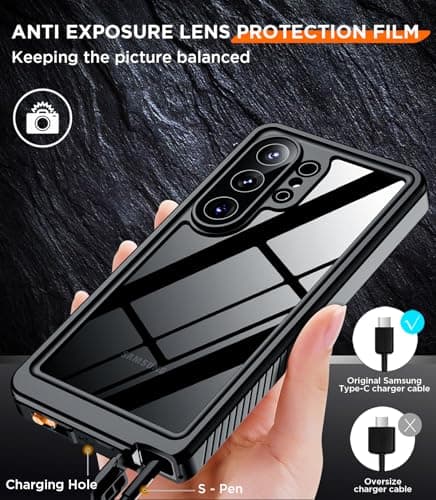 Temdan Designed for Samsung Galaxy S26 Ultra Case Waterproof, Built-in Lens & Screen Protector Military Grade Shockproof Dropproof IP68 Underwater Full Body Phone Case for Galaxy S26 Ultra 6.9"-Black — view 6