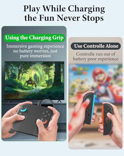 Controller Grip for Switch 2 , OLCLSS Grip for Nintendo Switch 2 J0ycon with Magnetic Charging and Type-C Fast Charge, Compatible with Nintendo Switch 2 J0y-con Grip Durable ABS for Comfortable Gaming-Black — view 4