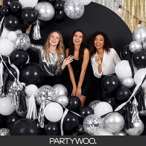 PartyWoo Black Balloons 140 pcs Different Sizes of 18 12 10 5 Inch Black Balloons Arch Kit Garland for Baby Shower Birthday Graduation Casino Gaming Anniversary Retirement Party Decorations Black-Y18 — view 4