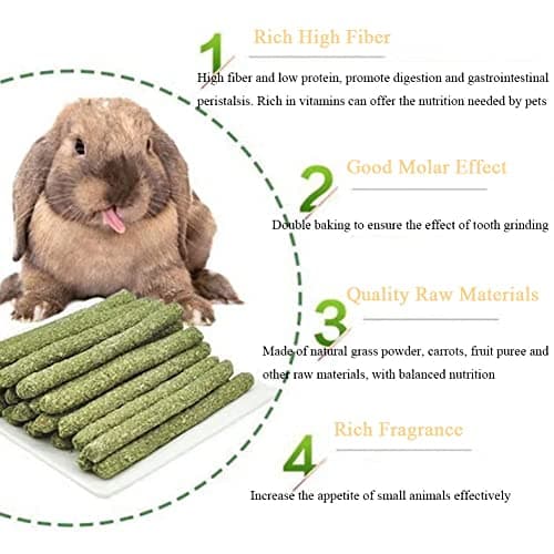 LISSION Timothy Hay Sticks, 100 PCS Molar Sticks, Natural Timothy Grass Chew Toys, for Rabbit, Hamster, Bunny, Guinea Pig, Chinchilla, Small Animal Molar Snacks — view 3