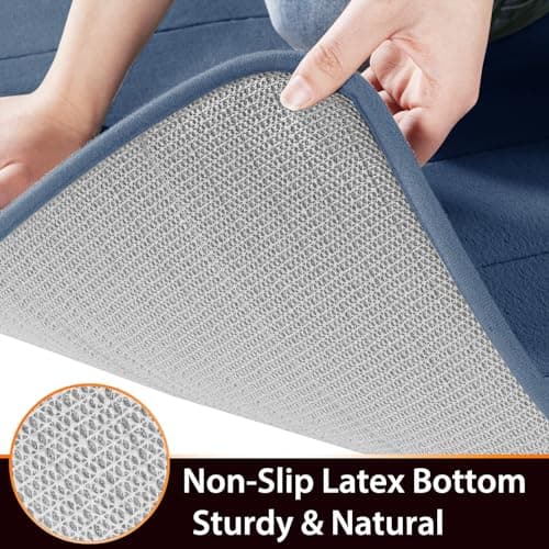 Yimobra Memory Foam Bath Mat Rug, 24 x 17 Inches, Comfortable, Soft, Super Water Absorption, Machine Wash, Non-Slip, Thick, Easier to Dry for Bathroom Floor Rugs, Denim Blue — view 5