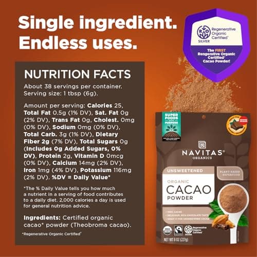Navitas Organics Cacao Powder, 8oz. Pouch(packaging may vary)