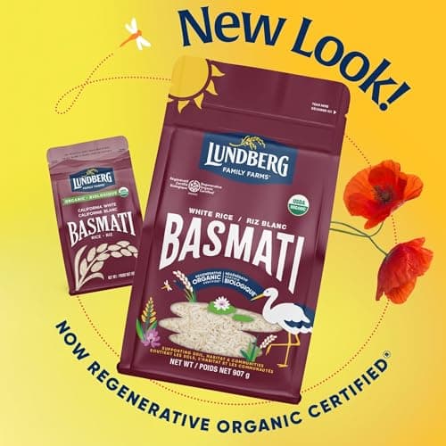 Lundberg Organic Basmati Rice - Regenerative Organic Certified Long Grain White Rice, Fluffy & Aromatic, Gluten Free, Resealable 907g Bag — view 5