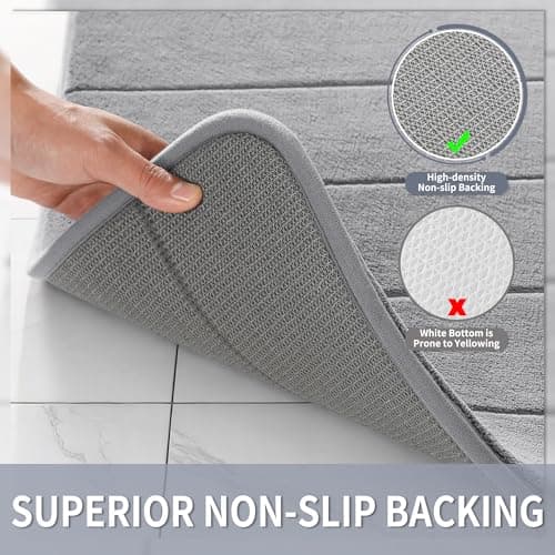 Yimobra Memory Foam Bath Mat Large Size,70 x 24 Inches, Soft and Comfortable, Super Water Absorption, Non-Slip, Thick, Machine Wash, Easier to Dry for Bathroom Floor Rug, Gray — view 4