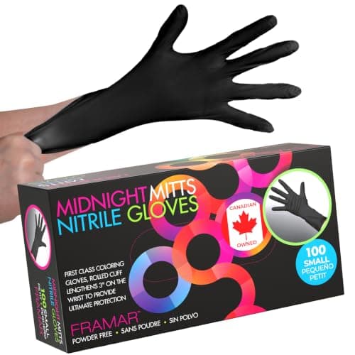 FRAMAR Black Nitrile Gloves Small, Disposable Gloves, Powder Free, 100