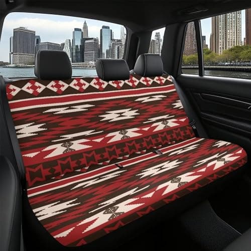 WELLFLYHOM Aztec Tribal Pattern Rear Bench Seat Cover for Cars Truck SUV Universal Car Seat Covers Navajo Car Accessories Back Seat Backrest Protector Set of 2 — view 5