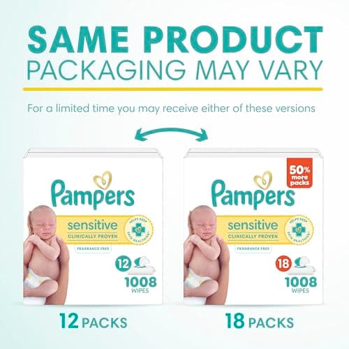 Pampers Baby Wipes Sensitive Perfume Free 12X Pop-Top Packs, 1 Pack (Count of 1008)