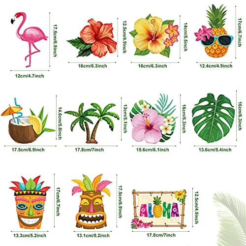 Outus 30 Pieces Hawaiian Luau Birthday Party Hanging Swirl Decorations, Flower Tropical Palm Flamingo Sign Foil Ceiling Decor for Floral Tropical Party Summer Beach Pool Tiki Supplies(Summer)