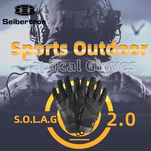 Seibertron Patented S.O.L.A.G 2.0 Index Finger Tip Touchscreen Tactical Sports Water Resistant Impact Gloves Also fit Airsoft Hunting Hiking Riding Cycling Motorcycle Climbing Full Finger Black XL — view 2