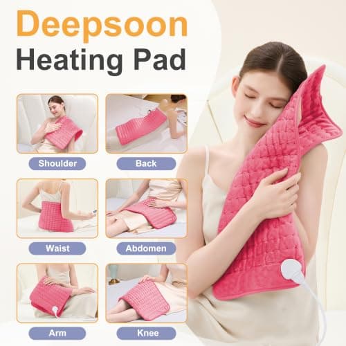 Heating Pad,Heated Blanket,Heating Pad for Back Neck,Fuchsia,24x12 Inch