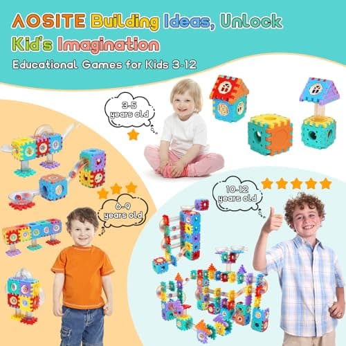 AOSITE 234 PCS STEM Marble Run Building Learning Toy Kid Gift Construction Race Track Marbles Run Building Block for 4 5 6 7 8 9 10 11 12Years, Creative Marble Run Games Boy Girl Birthday Xmas Present