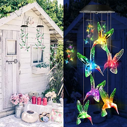 Toodour Solar Wind Chimes, Color Changing Solar Hummingbird Wind Chimes, LED Decorative Mobile, Waterproof Solar Lights Outdoor for Patio, Window, Garden Decor, for Mom/Grandma — view 6