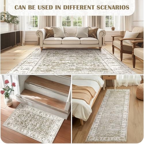 JINCHAN Area Rug 2x3 Rug Vintage Floor Cover Floral Print Doormat Taupe Thin Rug Doormat Retro Foldable Accent Rug for Kitchen Living Room Bedroom Entryway Bathroom Farmhouse — view 5