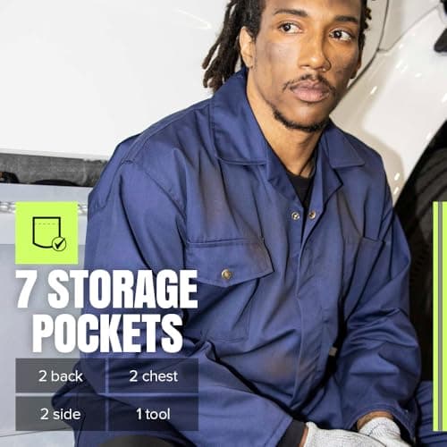 Pioneer Heavy Duty Work Coveralls for Men - 7 Pockets - Adjustable Wrist, Action Back, Elastic Waist - Regular Fit — view 4