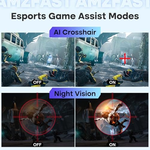Amzfast 24 Inch Gaming Monitor 180Hz QHD (2560 ×1440) Fast IPS Monitor, 1ms G-SYNC Compatible, Built-in Speakers, 96% DCI-P3, HDR10, Height Adjustable, HDMI 2.0 x 2 & DP 1.4 x 2, AMZG24F6Q — view 3