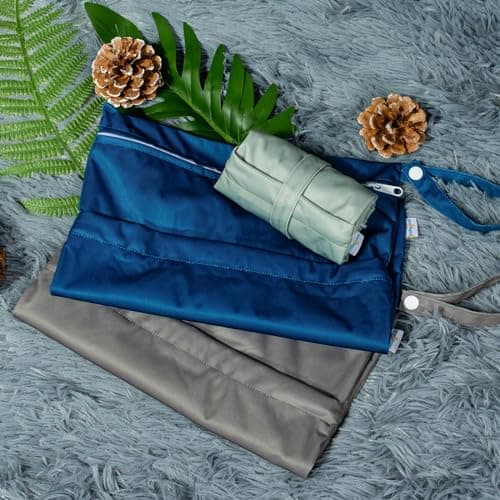babygoal Wet Dry Bags for Baby Cloth Diapers, Washable Travel Bags, Beach, Pool, Gym Bag for Swimsuits & Wet Clothes with Two Zippered Pockets 3 Pack, 3LN32-CA