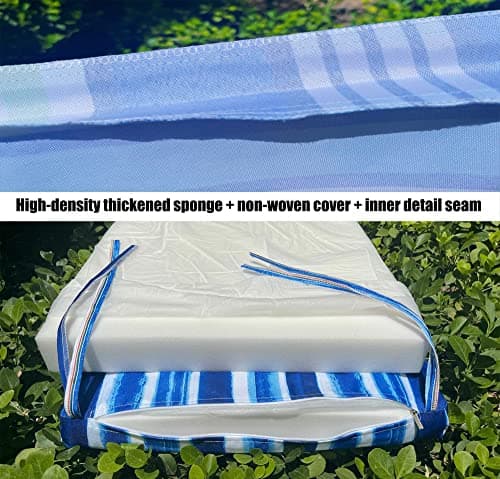 Outdoor Patio Cushions17 X 17" Blue Stripes Waterproof Garden Lawn Patio Furniture Chair Cushion Set of 4thicken High Density Sponge Filling for Outdoor Furniture Decorative,4Rope Fixed Straps — view 5