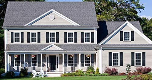Shutters, Raised Panel Shutters, Standard Raised Panel Exterior Vinyl Window Shutters, Black, (1 Pair = 2pcs) 12"W x 60"H — view 2