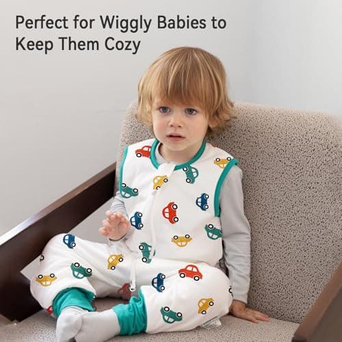 WarmWrap Toddler Sleep Sack with Feet 2t-3t 100% Cotton 0.5 Tog 24-36 Months Baby Sleep Sack with Legs, 3 Pack Soft Breathable Footed Wearable Blanket with 2-Way Zipper — view 4