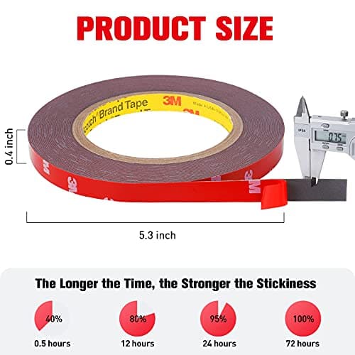Double Sided Tape Heavy Duty, Waterproof Mounting Foam Tape, 33ft Length, 0.4in Width, Strong Adhesive Tape for LED Strip Lights, Automotive, Home, Office Decor, Outdoor, Made of 3M VHB Tape — view 4