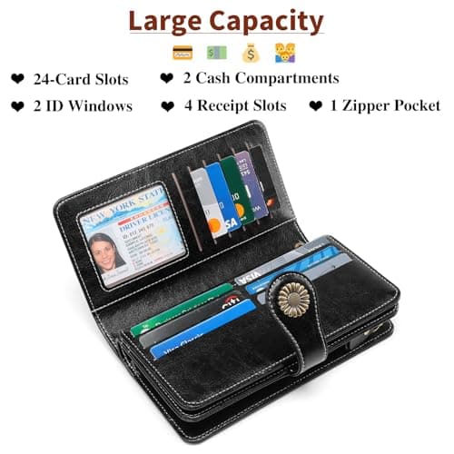 SENDEFN Wallets for Women Leather Credit Card Holder with RFID Blocking Large Capacity Wristlet — view 2