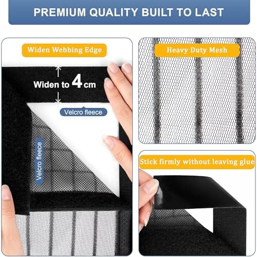 Magnetic Screen Door 38 x 81 Inch, Fits Door Opening Up to 36 x 80 Inch, 32-Magnet Center Closure with Weighted Rod Bottom, Heavy-Duty Mesh Hands Free Self-Closing, Pet Friendly, Easy Install — view 3
