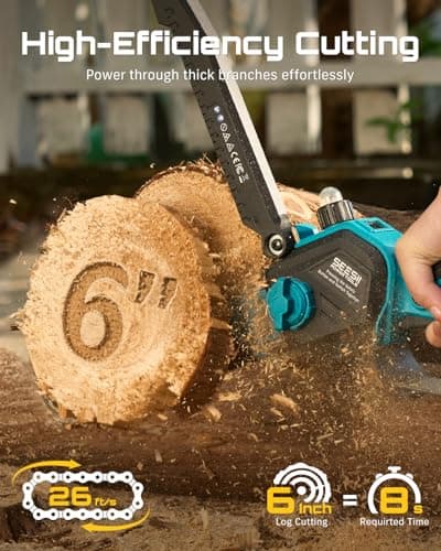 SEESII 2-in-1 Electric Pole Saws: Brushless Mini Chainsaw Cordless 6 Inch, 2 x 4000mAh Batteries, Pole Saw for Tree Trimming,Hand held Chain Saw with Extension Pole for Tree Limb Branch Cutter,P6 Ace — view 7