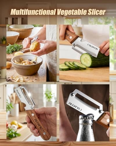 Zero Snag Wooden Kitchen Tools 2-in-1 Multifunctional Vegetable Peeler for Opene Multi-Functional Premium Stainless Steel with Woodens Handle and 2026 New Tool with Bottle Opener (1pc) — view 3