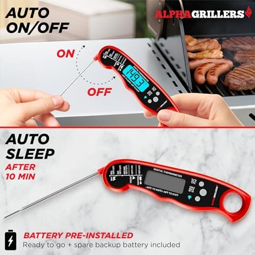 Alpha Grillers Meat Thermometer Digital – Instant Read Food Thermometer for Cooking & Grilling – Professional Kitchen Birthday Gifts for Men, Him, Dad, Husband, Boyfriend — view 2