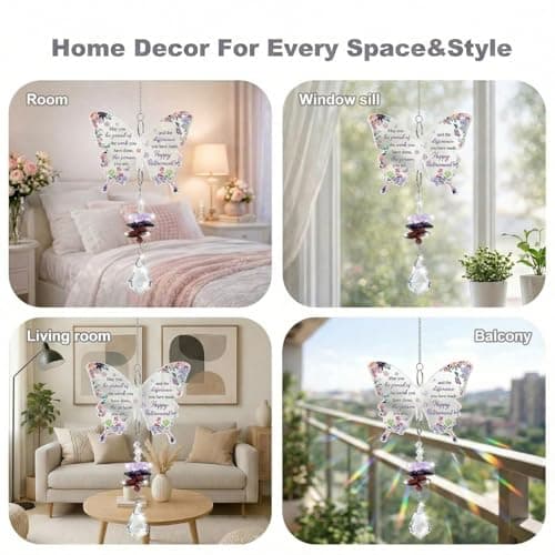 Shpucise Retirement Gifts for Women, Butterfly Crystal Retired Suncatcher Gift for Women Coworker Teacher Nurse, Hanging Crystal Sun Catcher Ornament for Window, Retirement Gift Going Away Gifts — view 4
