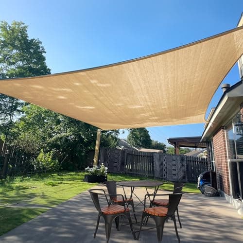 SUNLAX Sun Shade Sail 8' x 10' Sand Rectangle Canopy Sail Shade Cover UV Block Permeable Sunshade Outdoor for Patio Backyard (We Make Custom Size)