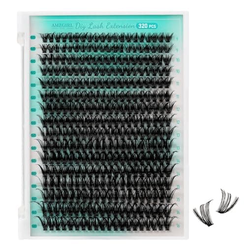 AMZGIRL Lash Clusters, 320PCS Soft Volume Lashes 50D, 9-16mm
