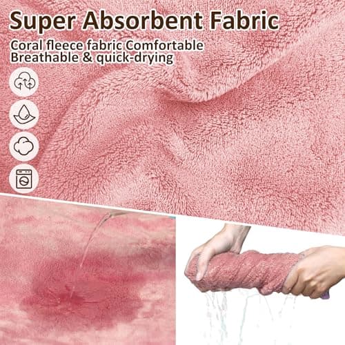 Soft Dog Bathrobe Fast Drying Dog Coat, Super Absorbent Dog Towels for After Bath, Microfiber Pet Robe Adjustable Collar & Belly Warm Keeping Dogs Coat for Pet Dogs & Cats (Pink, X-Large) — view 5