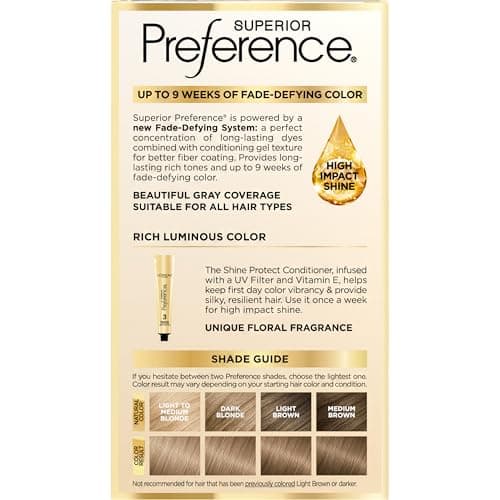 L'Oreal Paris Superior Preference Luminous Fade-Defying Permanent Hair Color, Hair Dye For Up to 9 Weeks of Radiance, Dark Ash Blonde 7A, 1 Hair Dye Kit — view 8