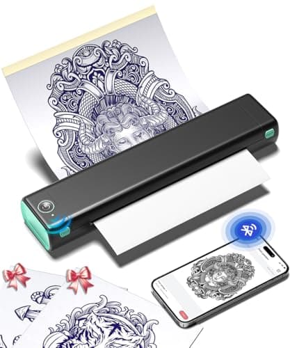 Phomemo M08F Tattoo Stencil Printer Kit for Beginners, Tattoo Printer Machine with 10 Pcs Transfer Paper, Wireless Tattoo Machine for Professional, Bluetooth Stencil Printers for Tattooing