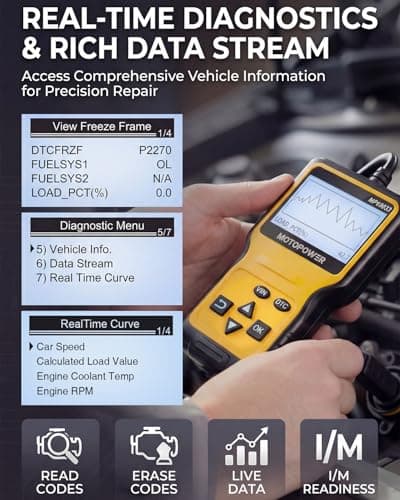 MOTOPOWER MP69033 Car OBD2 Scanner Code Reader Engine Fault Scanner CAN Diagnostic Scan Tool for All OBD II Protocol Cars Since 1996, Yellow — view 2