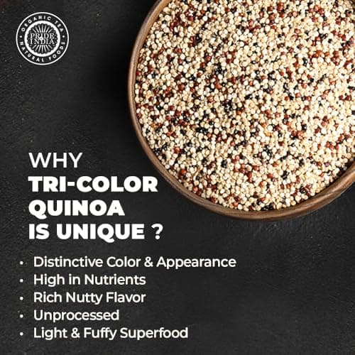 Pride Of India - Natural Three Color Bolivian Royal Quinoa - Protein Rich Whole Grain Jar, 3 pound (1.5 Kilo) Jar (2.2 Pound + 50% Extra Free = 3 Pounds Total) — view 3