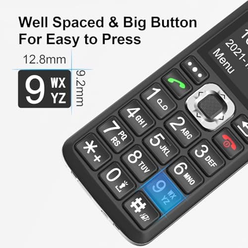 Easyfone T200 4G Unlocked Feature Cell Phone, Easy-to-Use Clear Sound Basic Dumb Mobile Phone with FM Radio, Flashlight, Bluetooth, Expandable Memory, Mini-Games, No Internet & No Camera (Black) — view 4