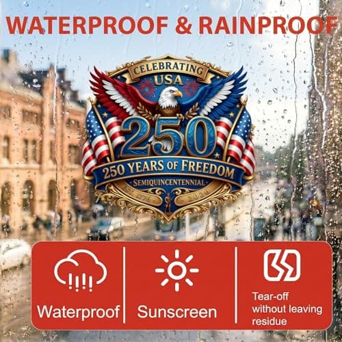 2pcs USA 250th Anniversary Car Decals - 1776-2026 Patriotic Bumper Stickers, 250 Years Vehicle Window Decal, Vinyl Material, Waterproof — view 5
