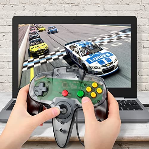 2 Pack FISUPER USB N64 Controller, Wired USB Gamepad Joystick for Windows PC MAC Raspberry PI(Clear Black+Clear Blue) — view 4