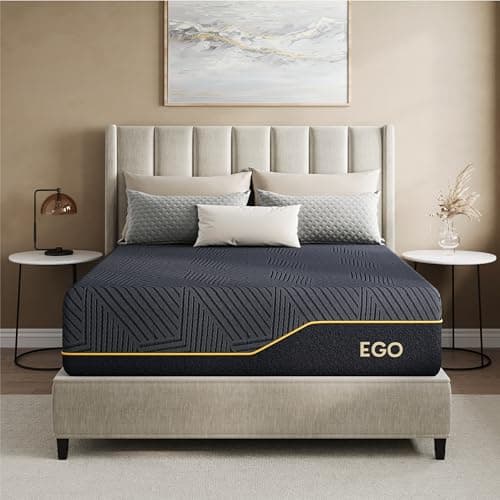 MLILY EGOHOME 14 Inch King Size Memory Foam Mattress for Sleep, Pressure Relief Cooling Copper Gel Bed in a Box, Foam Made in USA, CertiPUR-US Certified, Medium Plush, 76x80x14 Black