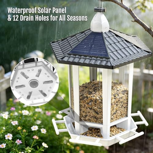 Birdream 2 Pack Solar Bird Feeders for Outdoors Hanging, Assembly Required, 1-Min Easy Setup, Wild Seed Feeders for Cardinals Chickadees and Finches — view 5