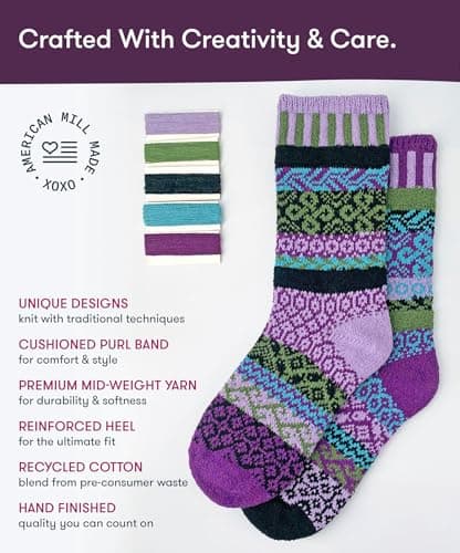 Solmate Socks - Mismatched Crew Socks for Women or Men, Lilac, Small — view 3