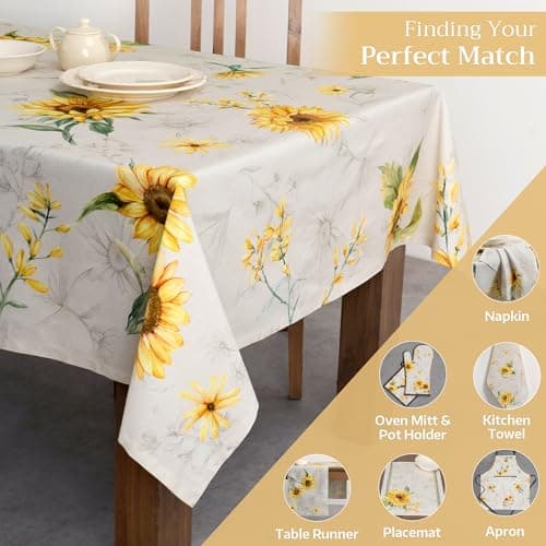 Maison d' Hermine Table Cloth Square Table 100% Cotton 54 x 54 Inches Tablecloth Reusable Decorative for Dining Kitchen Room Farmhouse Party Home Hotel Restaurant Spring Summer - Candice — view 4