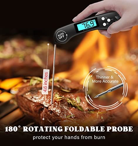 DOQAUS Digital Meat Thermometer - Instant Read Food Thermometer with Backlight & Reversible Display for Cooking Turkey Grill BBQ Oven Candy Kitchen Essentials — view 2