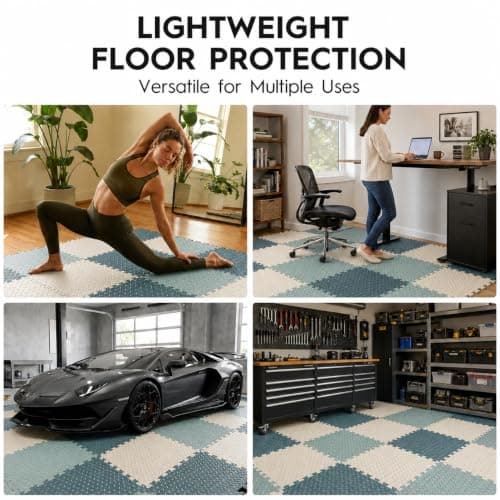 Haulcove Puzzle Exercise Mat, EVA Interlocking Foam Floor Tiles, Non-Slip High Traction Protective Flooring for Home Gym, Workout, Yoga, 12.6" x 12.6" x 0.4", 18 Sq Ft, 18 Tiles — view 6